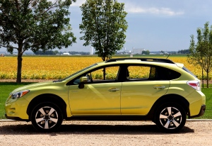 Subaru's Crosstrek XV Hybrid and matching cropland - photo taken in August of 2014. 